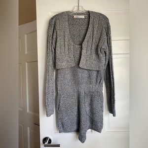 Free People Knit Romper and Sweater Matching Set - Blue